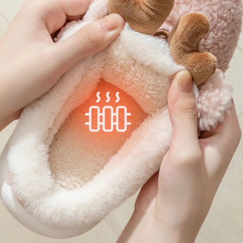 Warmth with Whimsy: Discover the Enchanting Appeal of Thick Sole Deer Slippers - HORTICU