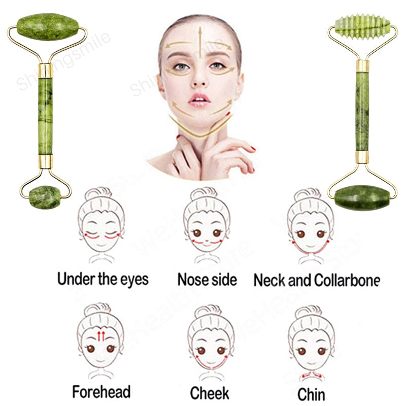 Natural Jade Stone Face Massager Roller