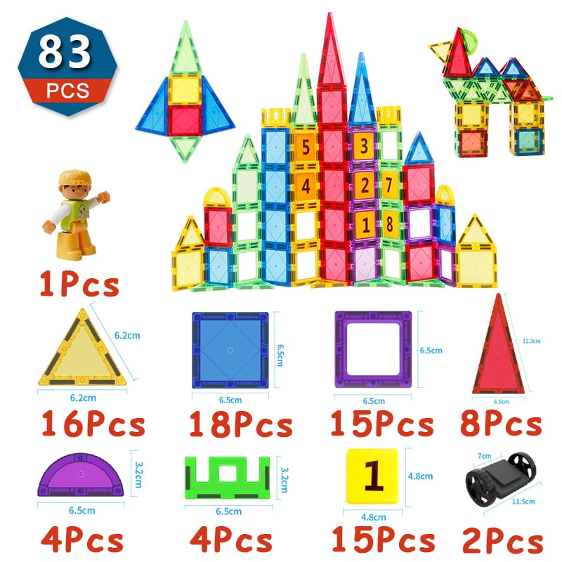 Kids Magnetic Blocks Tiles Montessori Educational Toys