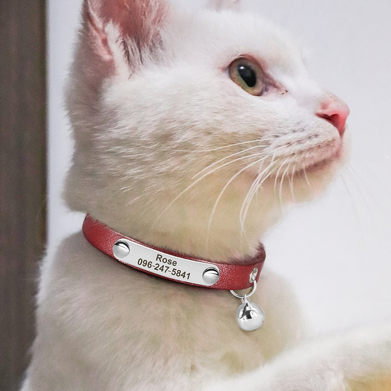 Personalized Cat Leather Collar