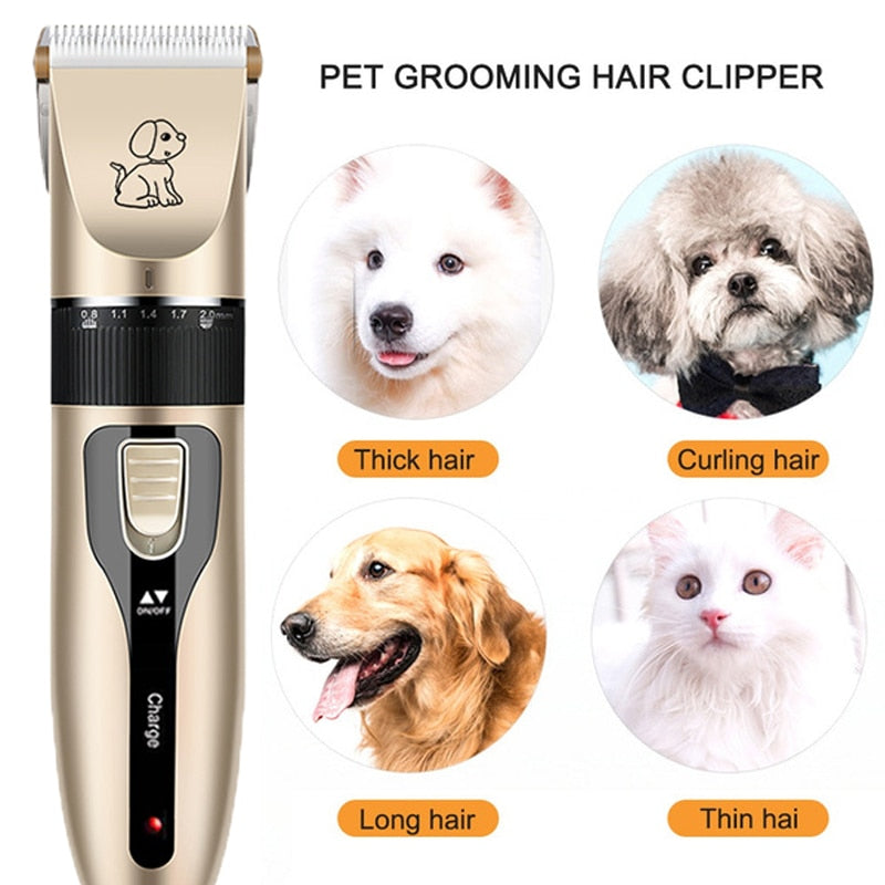 Professional Cat Dog Hair Clipper Grooming Kit Rechargeable Pet Hair Trimmer Shaver Set Animals Hair Cutting Machine Low-Noise