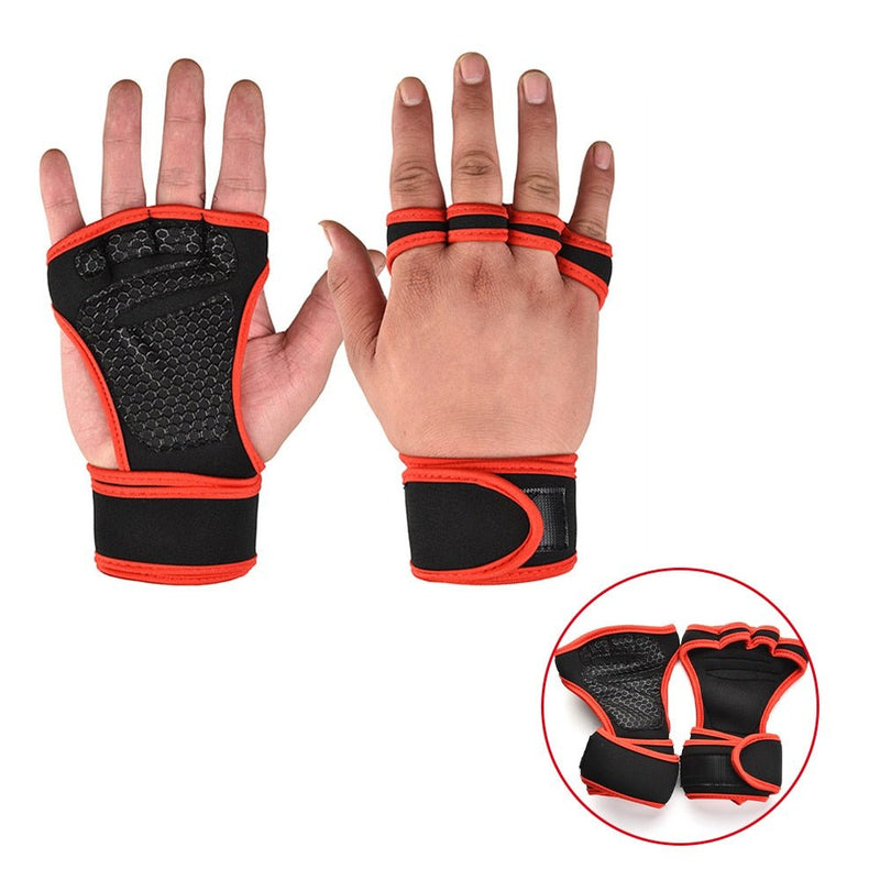 Weightlifting Training Gloves Red Trim Inside Palm- Back Hand Fit Display