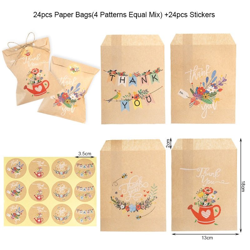 24-Sets Christmas Kraft Paper Bags