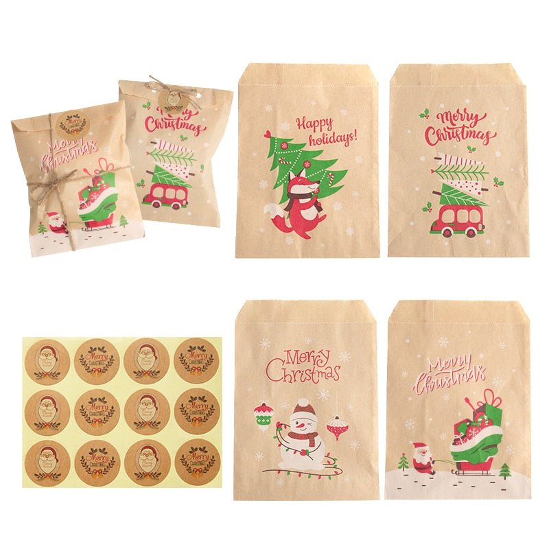 24-Sets Christmas Kraft Paper Bags