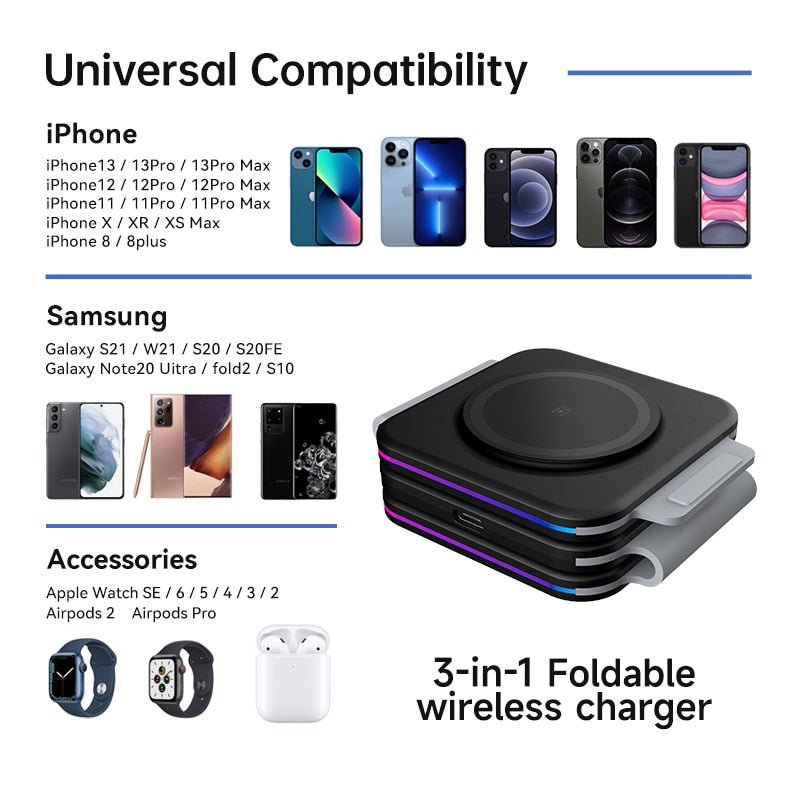 3 in 1 Magnetic Fold Wireless Charger