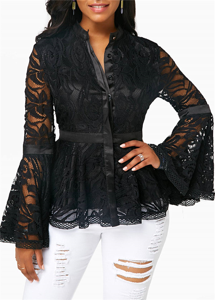 Women Lace Blouse Tops Casual Lady Clothes