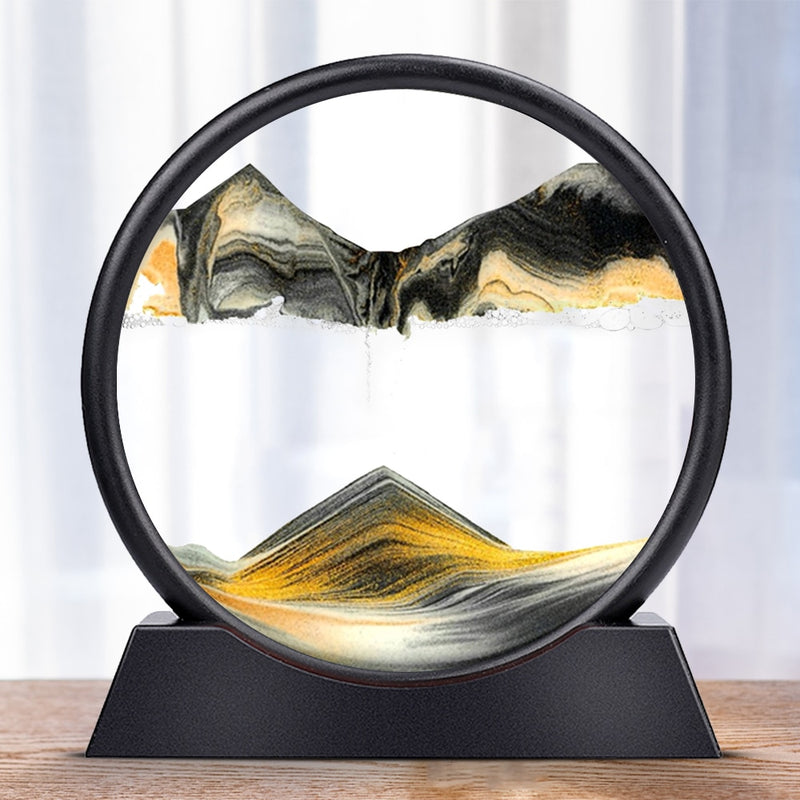 Moving Sand Art Picture Round Glass