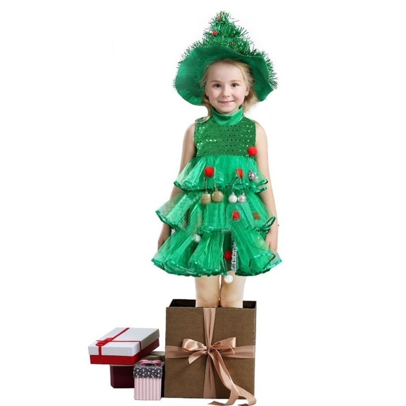 Toddler Kids Baby Girls Christmas Tree Costume Dress