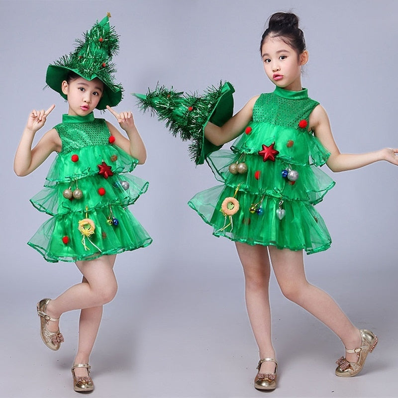 Toddler Kids Baby Girls Christmas Tree Costume Dress