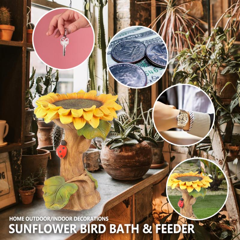 Polyresin Sunflower Bird Bath Feeder