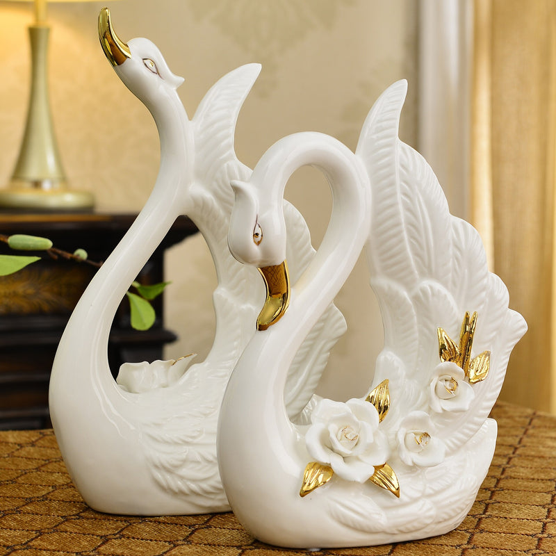 Home Décor White Swan Lovers Ceramic Crafts