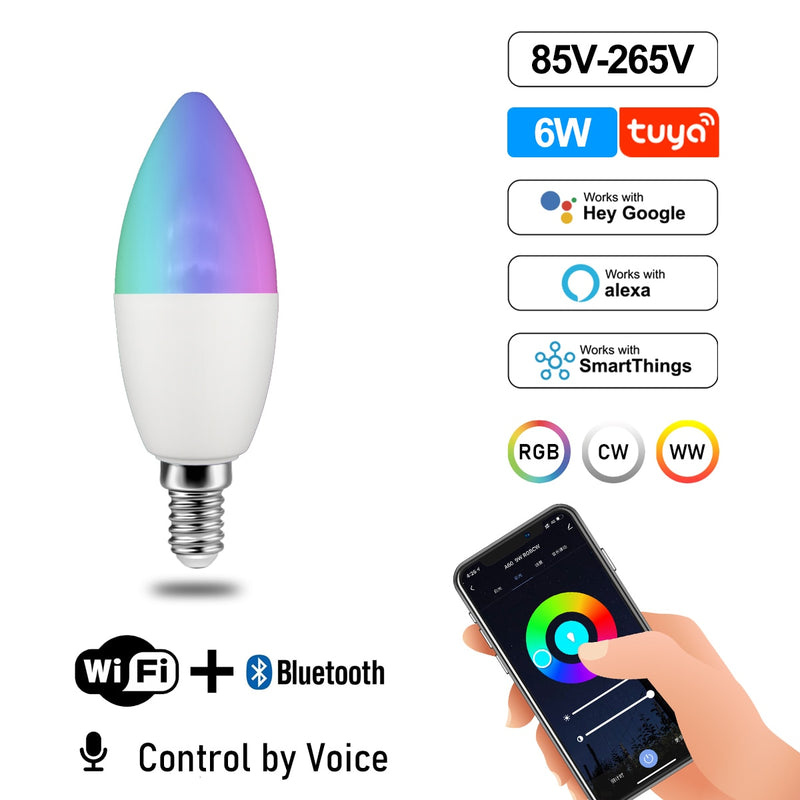 Tuya Led Lights Bulb RGB CW WW E27 B22 GU10 Wifi Lamp Alexa Smart Recessed 110V 220V Compatible Google Assistant Home Decoration