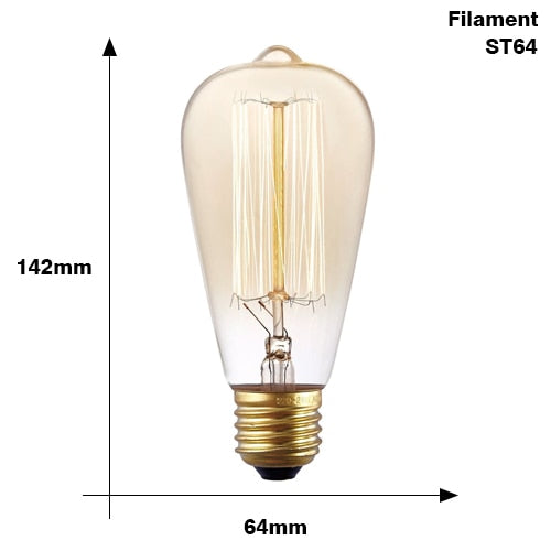 Retro Edison Bulb E27 220V 40W ST64 G80 G95 G125 Ampoule Vintage Edison Bulb Incandescent Lamp Filament Light Bulb Home Decor