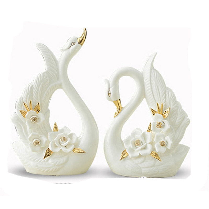 Home Décor White Swan Lovers Ceramic Crafts