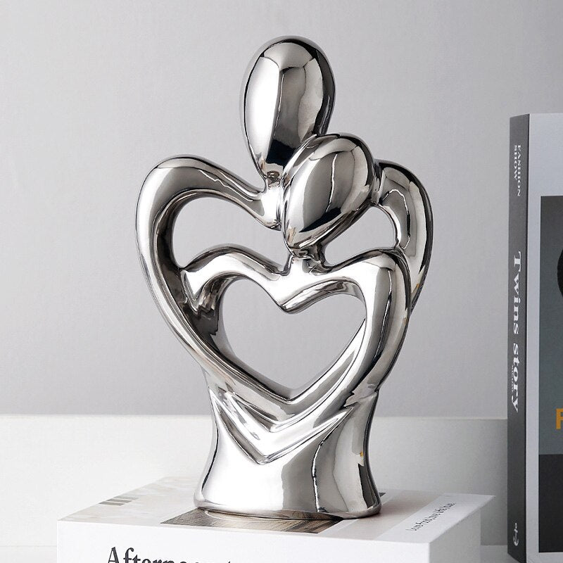 Abstract Ceramic Electroplating Lover Sculpture