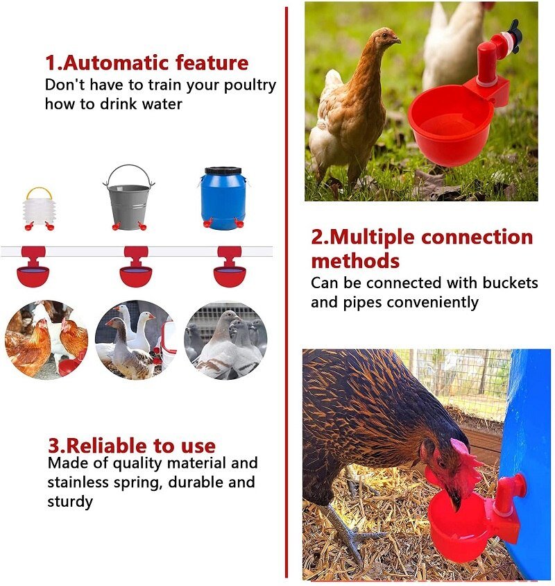 Automatic Chicken Water Cup| Waterer Bowl Kit| Farm Coop Poultry