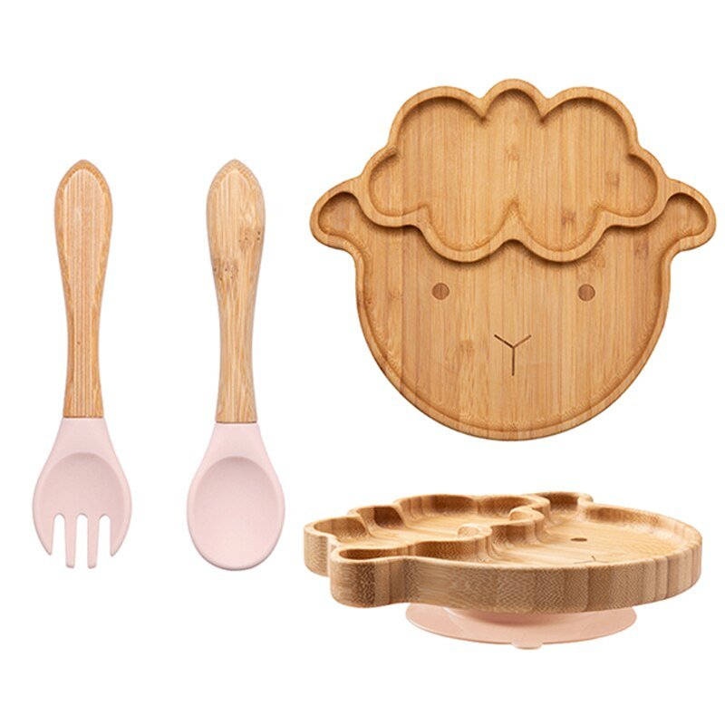 Baby Bamboo Sucker Plates Fork Spoon Sets - HORTICU