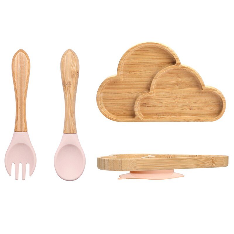 Baby Bamboo Sucker Plates Fork Spoon Sets - HORTICU