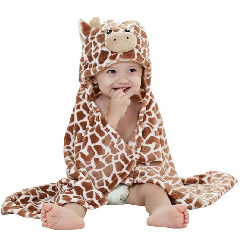 Baby Giraffe Bear Shaped Hooded Blanket - HORTICU