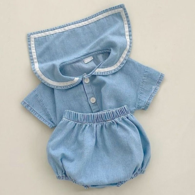 Baby Girl Summer Casual Denim Tops Suit - HORTICU