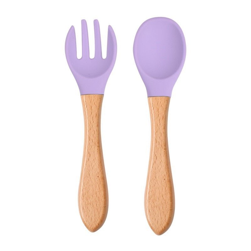 Baby Wooden Tableware Spoon Fork Set - HORTICU