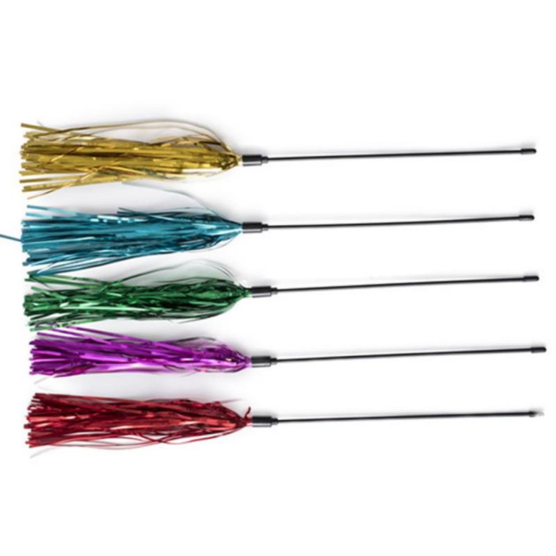 Cat Feather Wand Colorful Ribbon Teaser - HORTICU