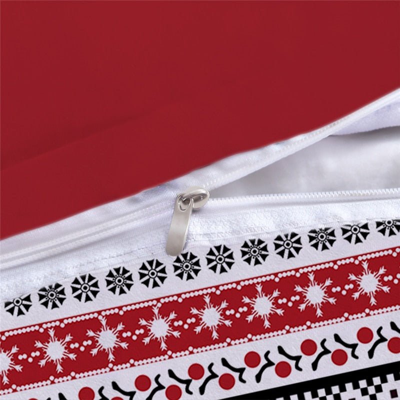 Christmas Duvet Cover Set Snowflake Red - HORTICU