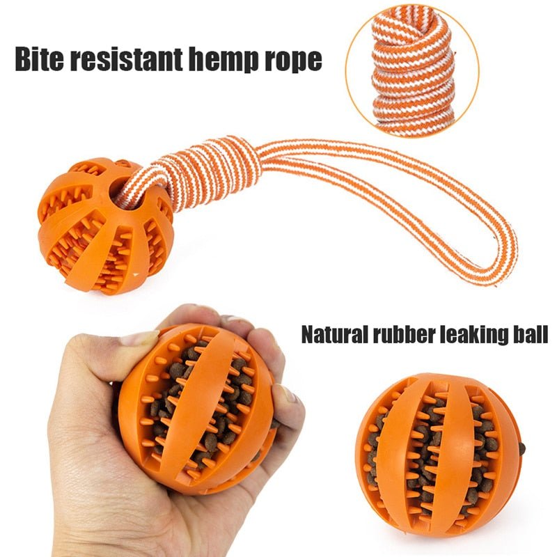 Dog Hemp Rope Rubber Leaking Balls - HORTICU