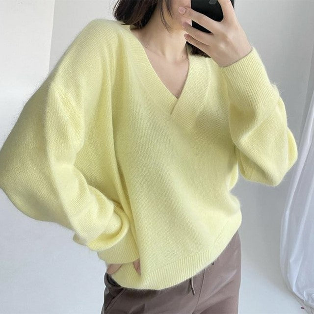 Soft Cashmere Sweater Women Casual LoosePullovers Tops